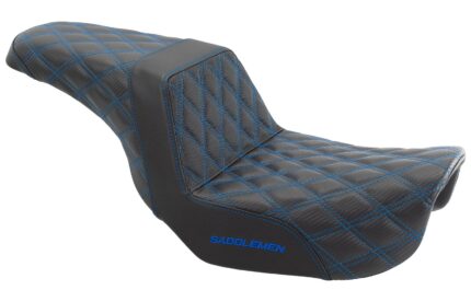 Saddlemen Blue Step 2 Up Lattice Diamond Stitch Seat Harley 06-17 Dyna FXD FLD