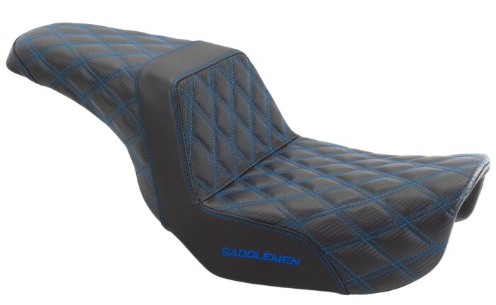 Saddlemen Blue Step 2 Up Lattice Diamond Stitch Seat Harley 06-17 Dyna FXD FLD