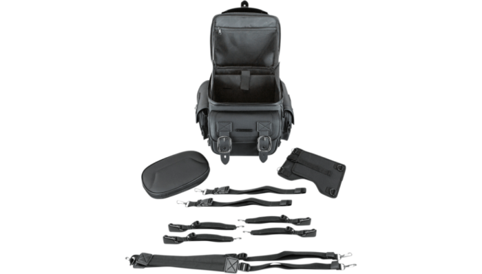 Saddlemen BR1800D Black Vinyl Sissy Bar Bag Saddlebag Harley Touring Motorcycle