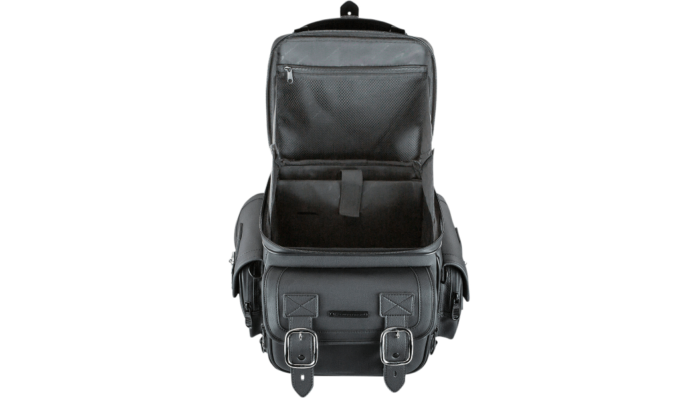Saddlemen BR1800D Black Vinyl Sissy Bar Bag Saddlebag Harley Touring Motorcycle