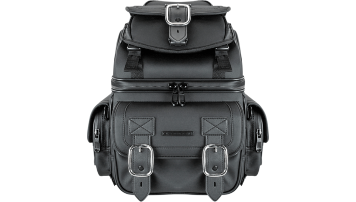 Saddlemen BR1800D Black Vinyl Sissy Bar Bag Saddlebag Harley Touring Motorcycle