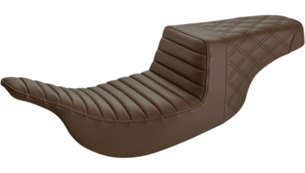 Saddlemen Brown Step 2 Up Lattice Stitch Tuck N Roll Seat Harley Touring 97-07