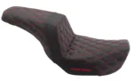 Saddlemen Red Step 2 Up Lattice Diamond Stitch Seat Harley 06-17 Dyna FXD FLD