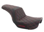 Saddlemen Red Step 2 Up Lattice Diamond Stitch Seat Harley 06-17 Dyna FXD FLD