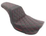 Saddlemen Red Step 2 Up Lattice Diamond Stitch Seat Harley 06-17 Dyna FXD FLD