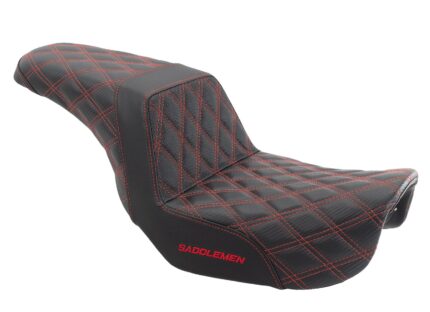 Saddlemen Red Step 2 Up Lattice Diamond Stitch Seat Harley 06-17 Dyna FXD FLD