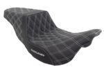 Saddlemen Silver Lattice Stitch Carbon Fiber Gripper Step Up Seat Harley Touring