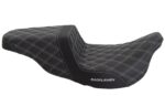 Saddlemen Silver Lattice Stitch Carbon Fiber Gripper Step Up Seat Harley Touring