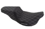 Saddlemen Silver Lattice Stitch Carbon Fiber Gripper Step Up Seat Harley Touring