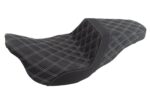 Saddlemen Silver Lattice Stitch Carbon Fiber Gripper Step Up Seat Harley Touring
