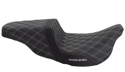 Saddlemen Silver Lattice Stitch Carbon Fiber Gripper Step Up Seat Harley Touring