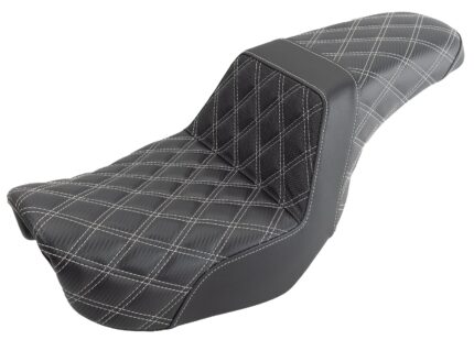 Saddlemen Silver Step 2 Up Lattice Diamond Stitch Seat Harley 06-17 Dyna FXD FLD