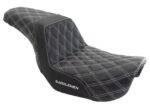 Saddlemen Silver Step 2 Up Lattice Diamond Stitch Seat Harley 06-17 Dyna FXD FLD