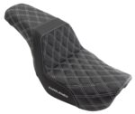 Saddlemen Silver Step 2 Up Lattice Diamond Stitch Seat Harley 06-17 Dyna FXD FLD