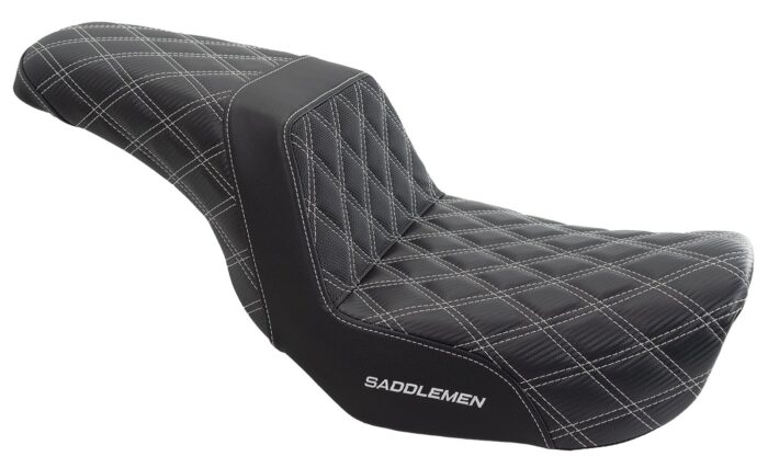 Saddlemen Silver Step 2 Up Lattice Diamond Stitch Seat Harley 06-17 Dyna FXD FLD