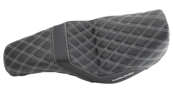Saddlemen Silver Step 2 Up Lattice Diamond Stitch Seat Harley 06-17 Dyna FXD FLD