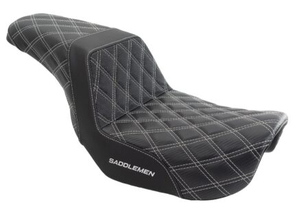 Saddlemen Silver Step 2 Up Lattice Diamond Stitch Seat Harley 06-17 Dyna FXD FLD