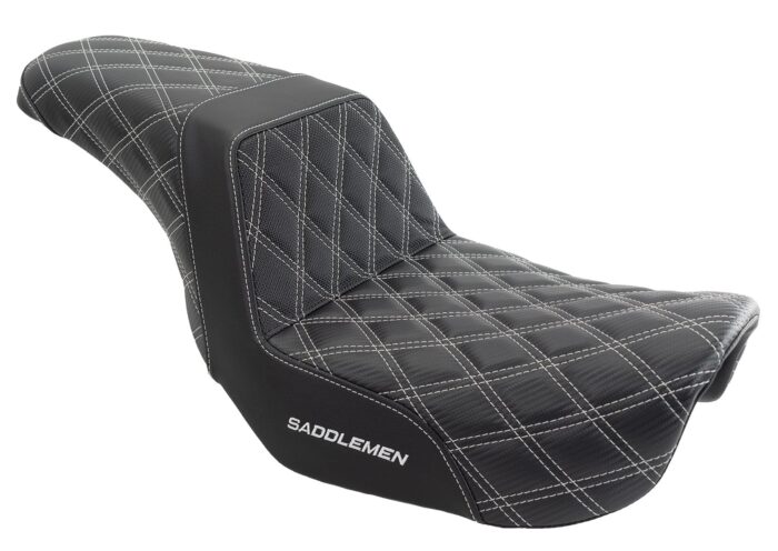Saddlemen Silver Step 2 Up Lattice Diamond Stitch Seat Harley 06-17 Dyna FXD FLD