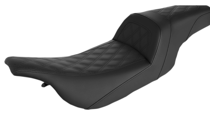 Saddlemen Slim Lattice Stitched 2-Up Seat Black 32" Gelcore Touring Bagger 99-07