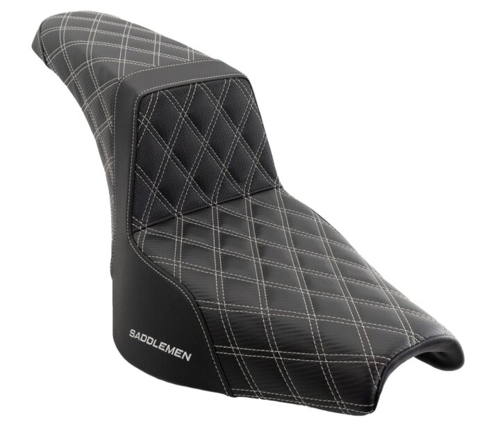 Saddlemen Step 2 Up Silver Lattice Stitch Seat 2018+ Harley Street Bob FXST