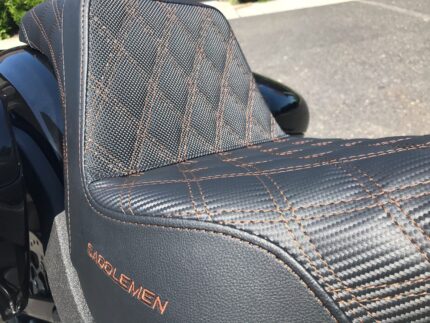 Saddlemen Step Up Brown Lattice Stitch Carbon Gripper Seat Harley Softail FXLRS