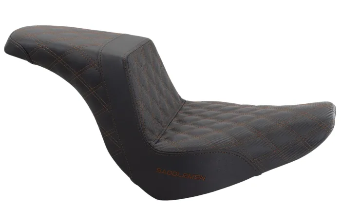 Saddlemen Step Up Brown Lattice Stitch Carbon Gripper Seat Harley Softail FXLRS