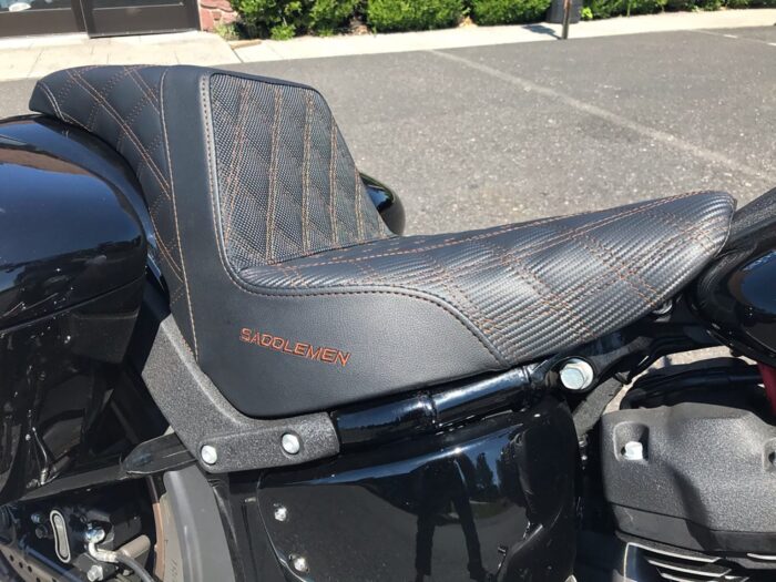 Saddlemen Step Up Brown Lattice Stitch Carbon Gripper Seat Harley Softail FXLRS