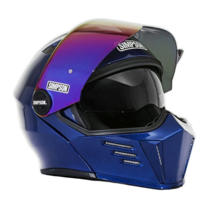 Simpson Mod Bandit Flyby Metallic Navy Blue Motorcycle DOT Full-face Helmet