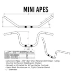 TC Bros. 1" Narrow Mini Apes Handlebars - 8" Black