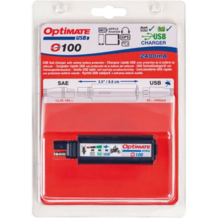 TecMate OptiMate 2400mA USB Mini Battery Charger LED Monitor Cell Phone GPS 12V