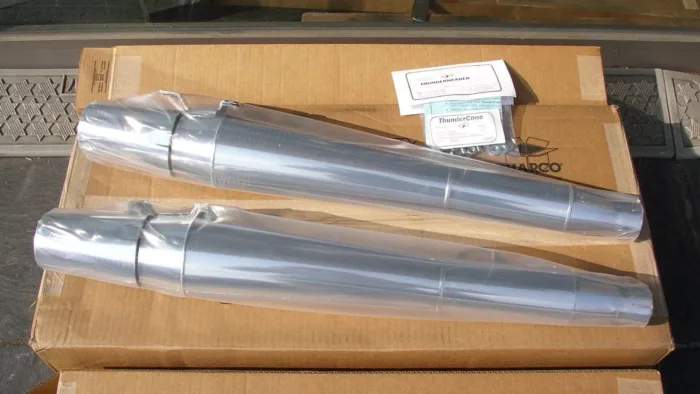 Thunderheader Chrome Slip On Exhaust Pipes Mufflers Pair Harley Touring 95-16