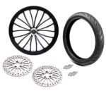Ultima Manhattan Black 23 x 3.5 Front Wheel Rim BW Tire DD Package Harley 2008+