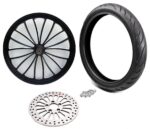 Ultima Manhattan Black 23" x 3.5" Front Wheel Rim BW Tire Package Harley 2008+