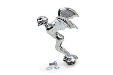 V-Twin Flying Skull Front Fender Ornament Chrome Finish Harley Custom Vintage