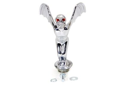 V-Twin Flying Skull Front Fender Ornament Chrome Finish Harley Custom Vintage