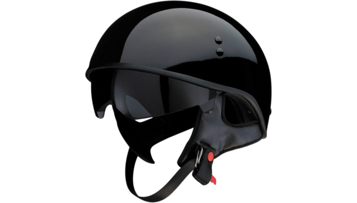 Z1R Vagrant Gloss Black Motorcycle Half Face Helmet w/ Dropdown Visor