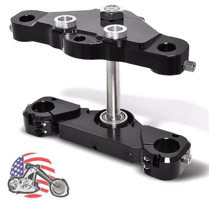 Black HHI Bolt On 6° Degree Raked Triple Tree Kit Trees 23” Wheel Harley Touring