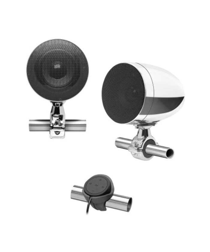Boss Audio Universal Speaker Kit 3" Chrome Pair Bluetooth Aux-In Harley