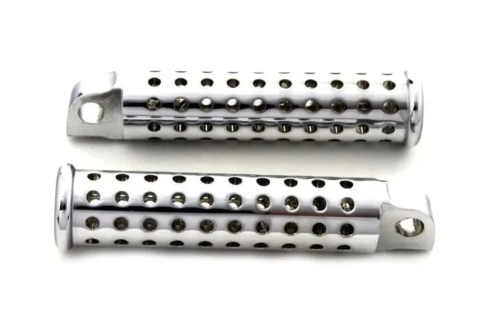 Chrome Silence Drilled Foot Peg Set Drag Harley Softail Dyna Sportster XL 883