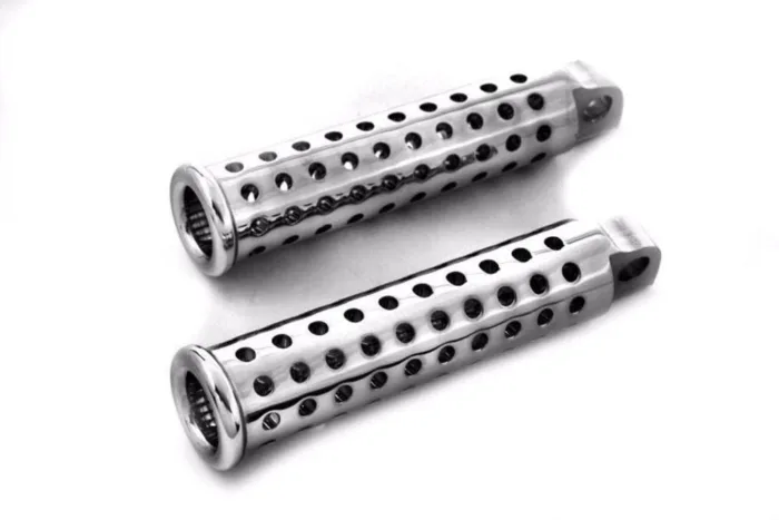 Chrome Silence Drilled Foot Peg Set Drag Harley Softail Dyna Sportster XL 883