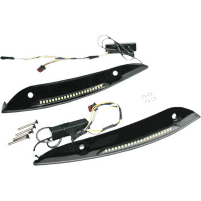 Custom Dynamics Sequential Black LED Windshield Trim Harley Road Glide - 2015+