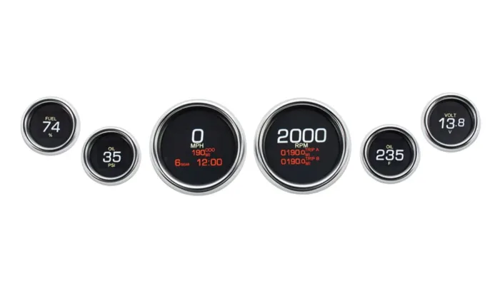 Dakota Digital Chrome Dresser MLX 6 Gauge Kit Set Upgrade 04-13 Harley Touring