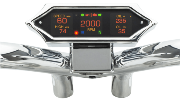 Dakota Digital MLX-9000 Gauge Spiked Speedometer Chrome Auto Harley Big Twin 14+