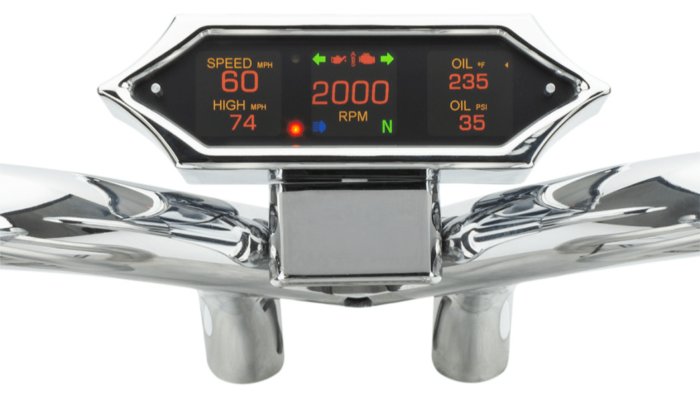 Dakota Digital MLX-9000 Gauge Spiked Speedometer Chrome Harley Big Twin 04-13