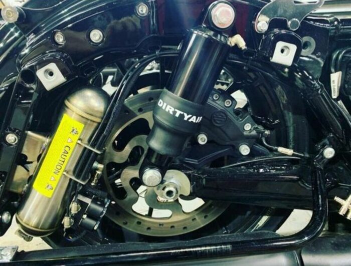 Dirty Air 4" Aluminum Shocks Pair Rear Set Raw Adjustable Harley Touring OE