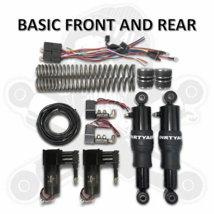 Dirty Air Basic Front and Rear Air Ride Suspension Shock System Harley Touring