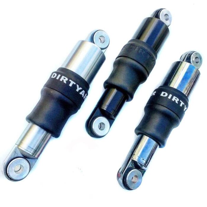 Dirty Air Raw Rear Aluminum Air Ride Shocks Suspension Pair Harley Touring 80-19