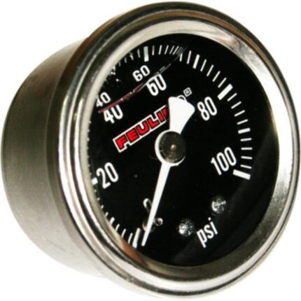 Feuling 1.5" Black Face Oil Pressure 0-100 Gauge 1/8" NPT Male Back Port Harley