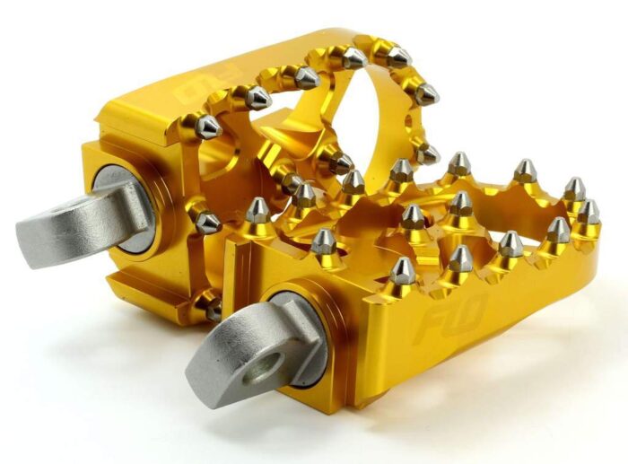 Flo Moto Gold Aluminum Motorcycle MX Platform Foot Pegs Pair Set Harley Custom