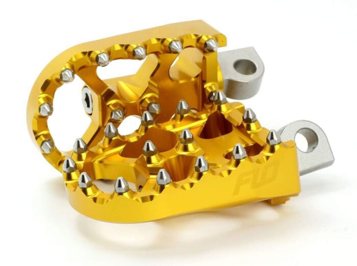 Flo Moto Gold Aluminum Motorcycle MX Platform Foot Pegs Pair Set Harley Custom